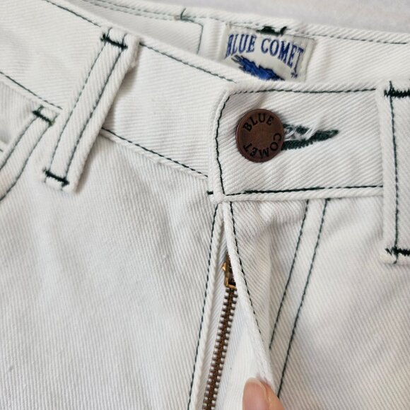 Vintage Blue Comet Made in USA Straight Wide-Leg Jeans Zip White Cotton - Picture 3 of 11